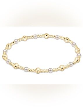 Enewton Classic Gold Sincerity Pattern 4mm Bead Bracelet With Pearls NWT!